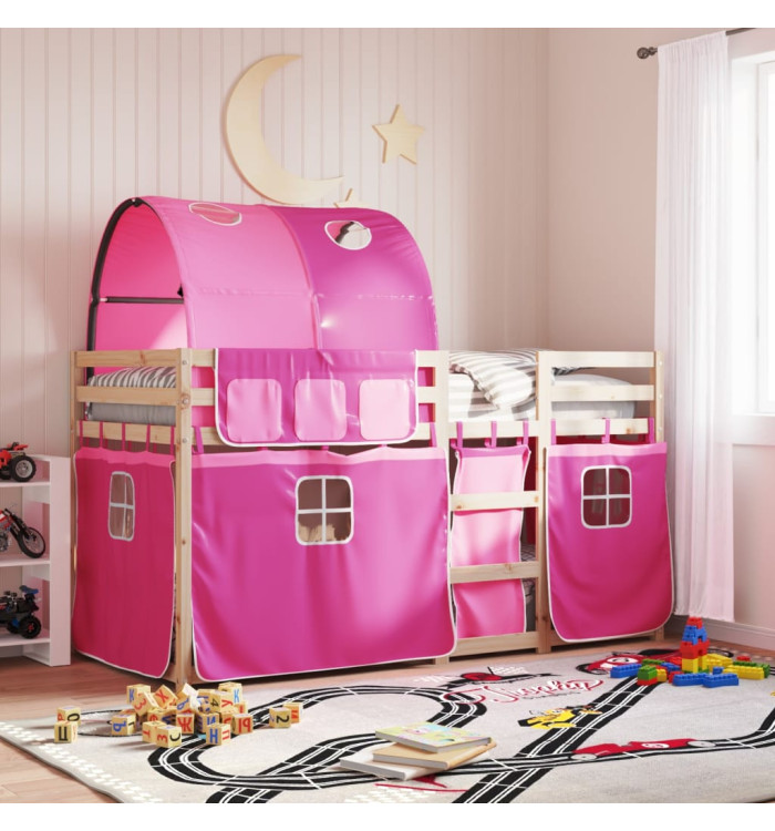 Lit superposé sans matelas rose 80x200 cm bois de pin massif | Mobilier & Déco