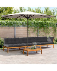 Salon palette de jardin avec coussins 4pcs bois d'acacia massif | Mobilier & Déco