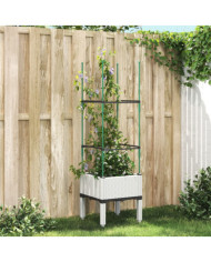 Jardinière avec treillis blanc 40x40x142,5 cm PP | Mobilier & Déco