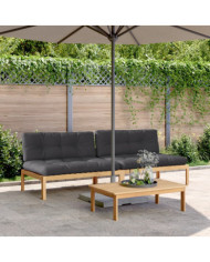 Canapés centraux palette de jardin 2pcs et coussins bois acacia | Mobilier & Déco
