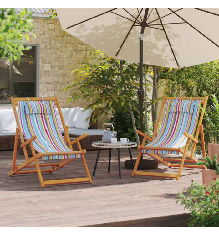 Chaises de plage pliables lot de 2 multicolore tissu | Mobilier & Déco