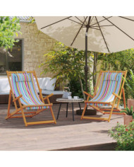 Chaises de plage pliables lot de 2 multicolore tissu | Mobilier & Déco