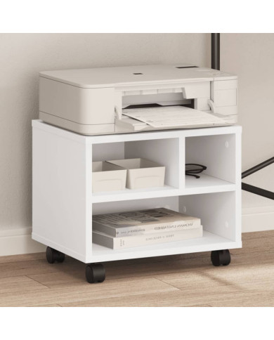 Support d'imprimante avec roulettes blanc 41x32x34,5 cm | Mobilier & Déco