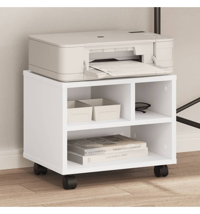 Support d'imprimante avec roulettes blanc 41x32x34,5 cm | Mobilier & Déco
