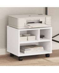 Support d'imprimante avec roulettes blanc 41x32x34,5 cm | Mobilier & Déco