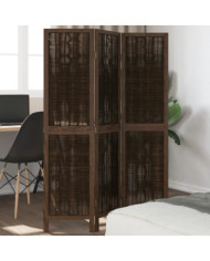 Cloison de séparation 3 panneaux marron foncé paulownia massif | Mobilier & Déco