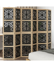 Cloison de séparation 6 panneaux marron noir paulownia massif | Mobilier & Déco