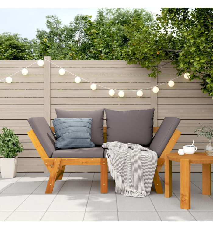 Banc de jardin avec coussins 2 en 1 bois d'acacia massif | Mobilier & Déco