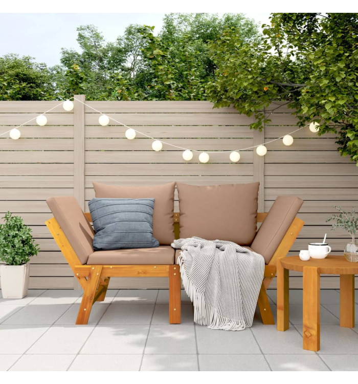 Banc de jardin avec coussins 2 en 1 bois d'acacia massif | Mobilier & Déco