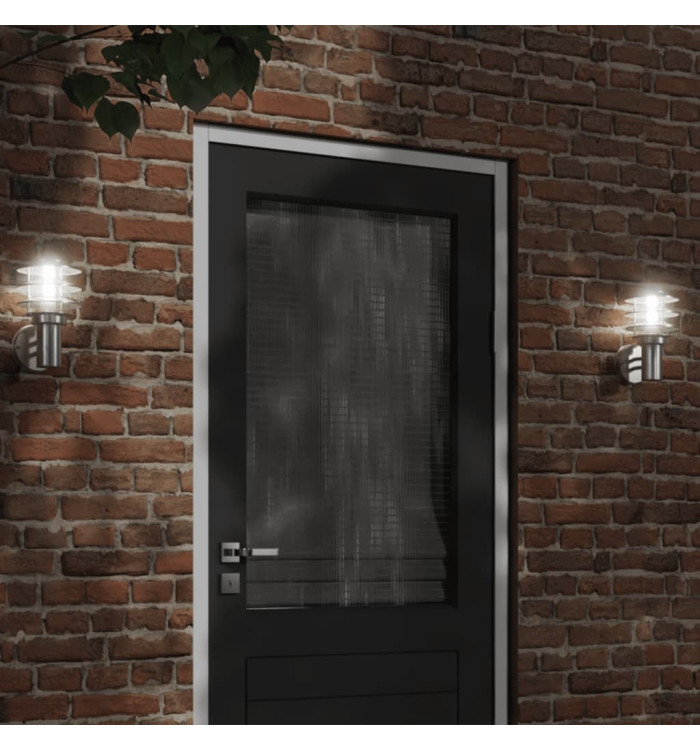 Appliques murales d'extérieur 2pcs argenté acier inoxydable | Mobilier & Déco