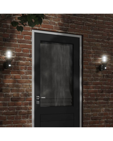Applique murale d'extérieur avec capteur noir acier inoxydable | Mobilier & Déco