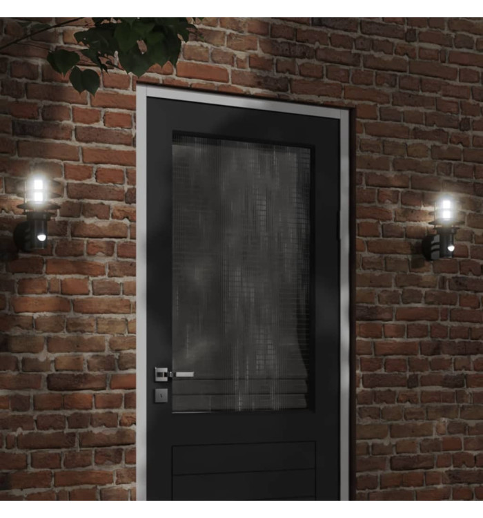 Applique murale d'extérieur avec capteur noir acier inoxydable | Mobilier & Déco