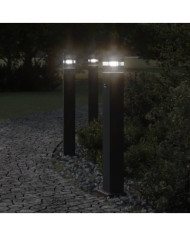 Lampadaires d'extérieur avec capteur 3 pcs noir 80 cm aluminium | Mobilier & Déco