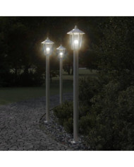 Lampadaires d'extérieur 3 pcs argenté 120 cm acier inoxydable | Mobilier & Déco
