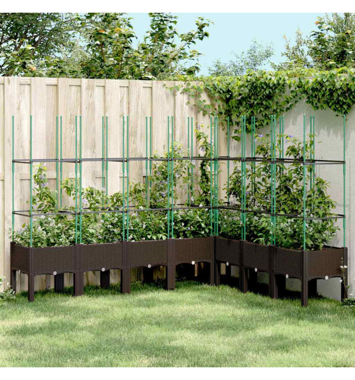 Jardinière avec treillis marron 200x160x142,5 cm PP | Mobilier & Déco