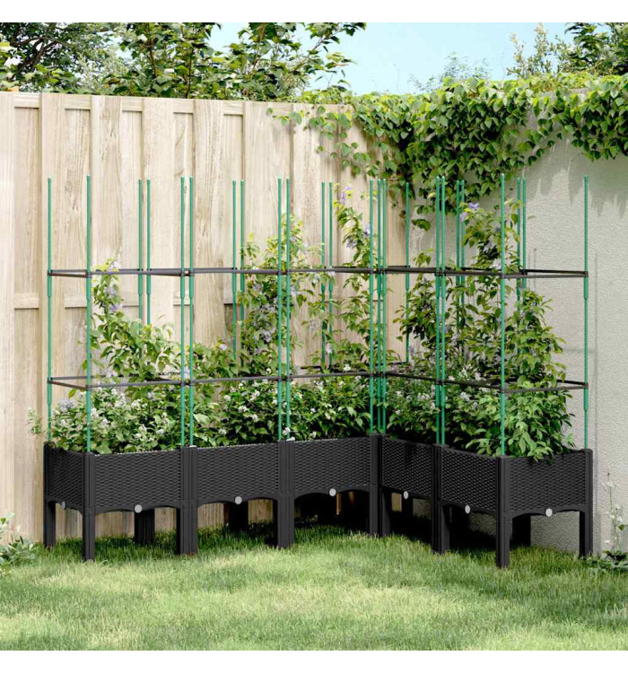 Jardinière avec treillis noir 160x120x142,5 cm PP | Mobilier & Déco