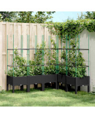 Jardinière avec treillis noir 160x120x142,5 cm PP | Mobilier & Déco