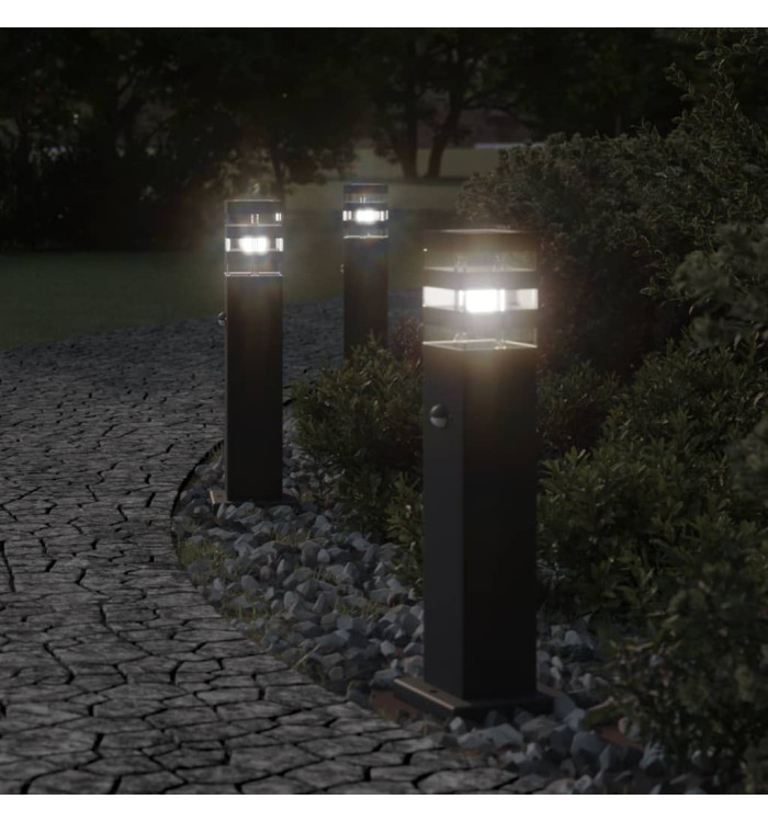 Lampadaire d'extérieur avec capteur noir 50 cm aluminium | Mobilier & Déco