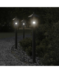 Lampadaires d'extérieur 3 pcs noir 80 cm acier inoxydable | Mobilier & Déco