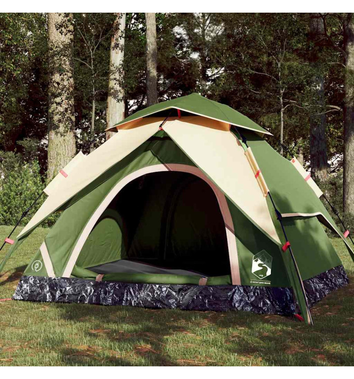 Tente de camping à dôme 3 personnes vert libération rapide | Mobilier & Déco