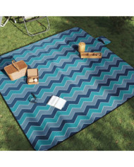 Couverture de pique-nique pliable vague bleue 200x200cm velours | Mobilier & Déco
