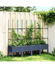 Jardinière avec treillis bleu gris 160x40x142,5 cm PP | Mobilier & Déco