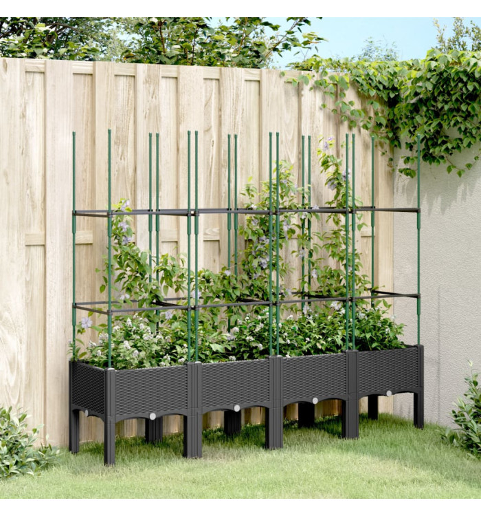 Jardinière avec treillis noir 160x40x142,5 cm PP | Mobilier & Déco