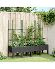 Jardinière avec treillis noir 160x40x142,5 cm PP | Mobilier & Déco