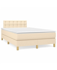 Sommier à lattes de lit avec matelas crème 120x190 cm tissu | Mobilier & Déco