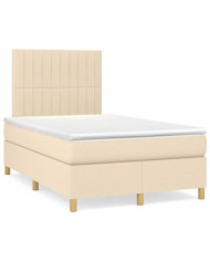 Sommier à lattes de lit avec matelas crème 120x190 cm tissu | Mobilier & Déco