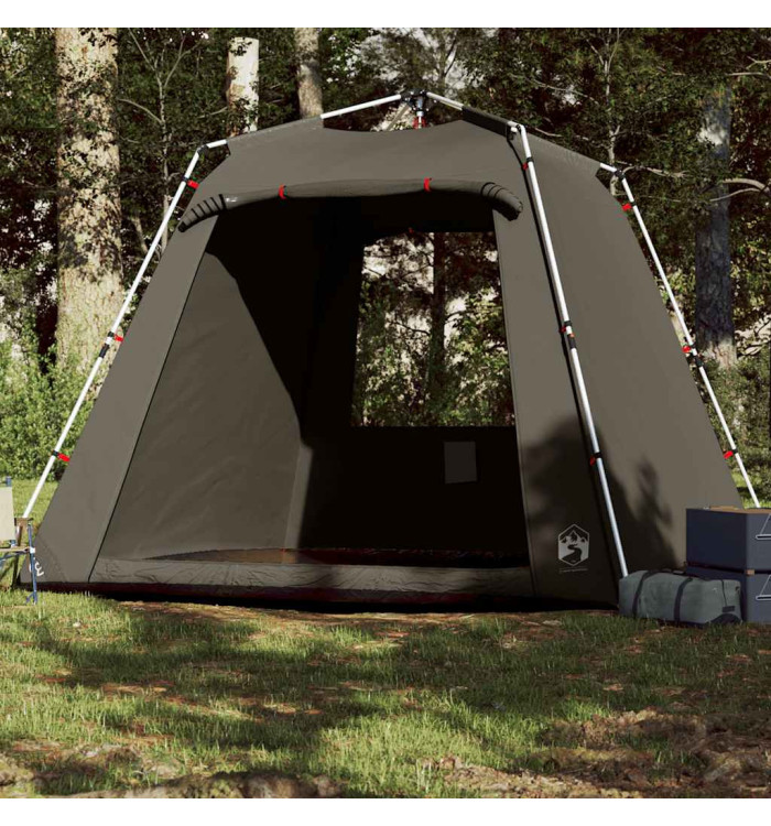Tente de pêche 4 personnes marron libération rapide | Mobilier & Déco