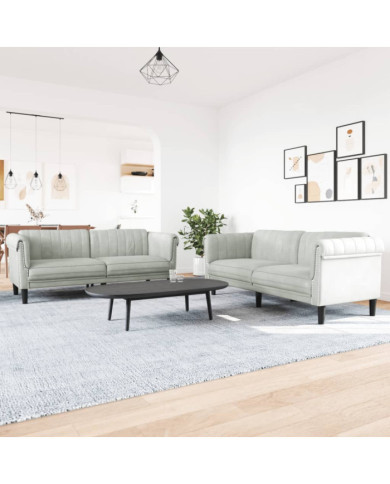 Ensemble de canapés 2 pcs gris clair velours | Mobilier & Déco