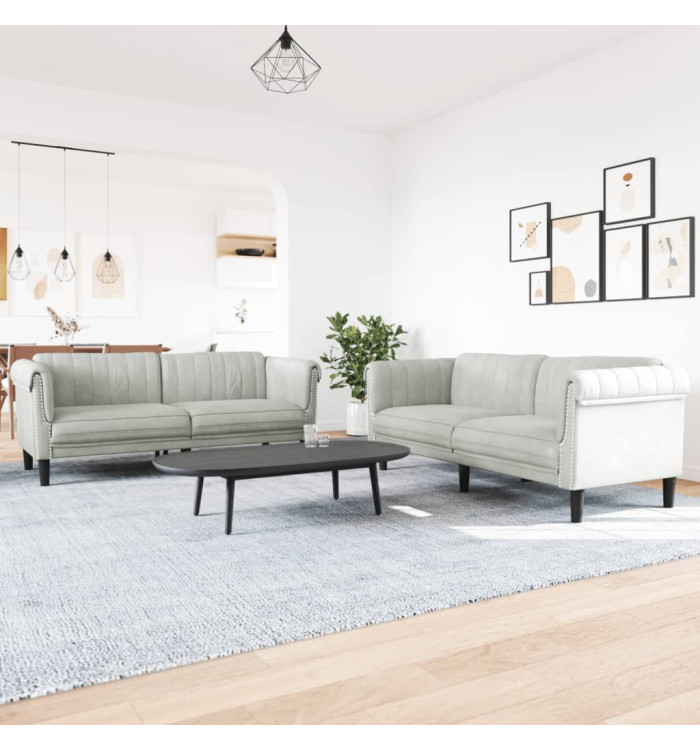 Ensemble de canapés 2 pcs gris clair velours | Mobilier & Déco