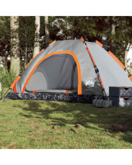 Tente de camping 5 personnes gris et orange libération rapide | Mobilier & Déco