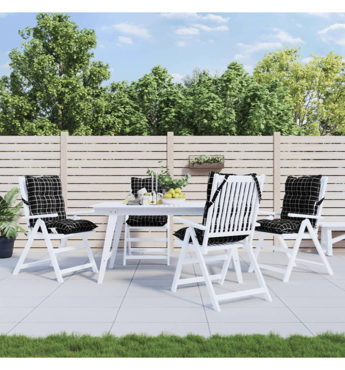 Coussins de chaise à dossier bas lot de 4 motif à carreaux noir | Mobilier & Déco