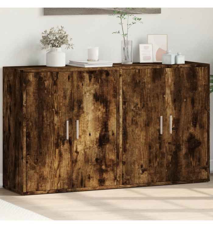 Buffets 2 pcs chêne fumé 60x31x70 cm bois d'ingénierie | Mobilier & Déco