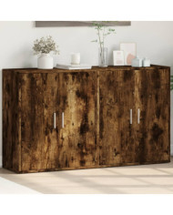Buffets 2 pcs chêne fumé 60x31x70 cm bois d'ingénierie | Mobilier & Déco