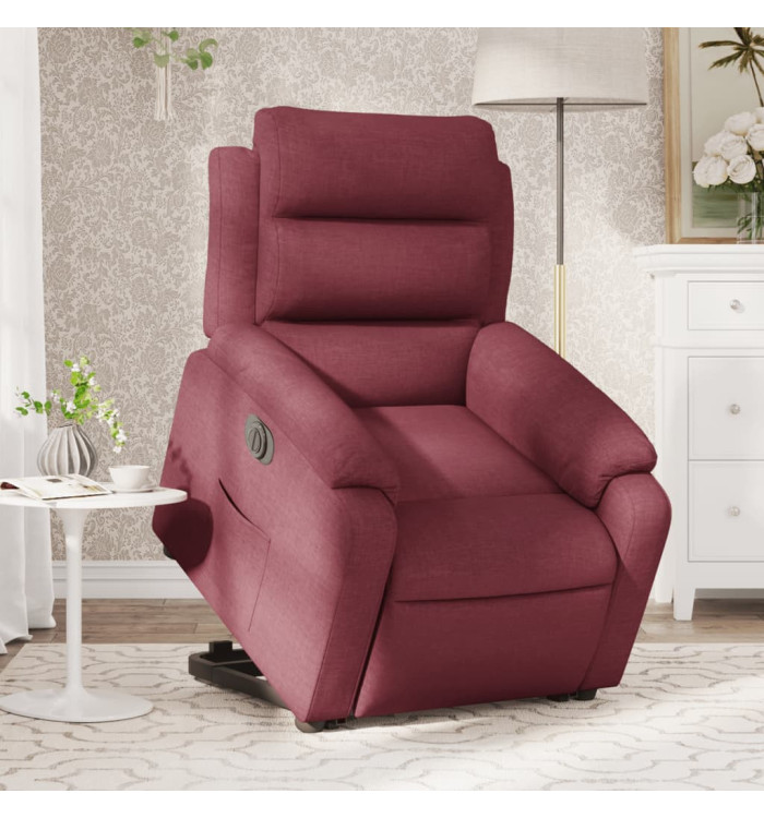 Fauteuil inclinable électrique rouge bordeaux tissu | Mobilier & Déco