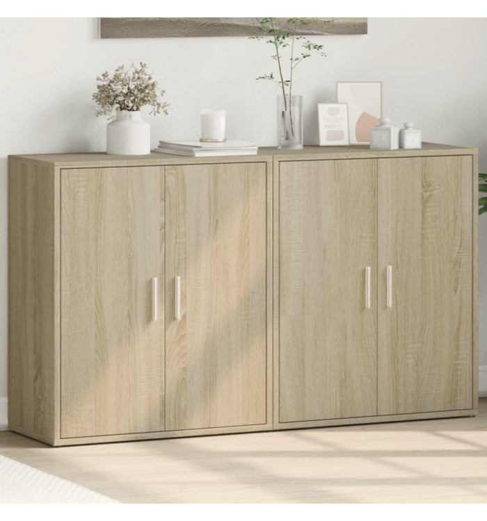 Buffets 2 pcs chêne sonoma 60x31x70 cm bois d'ingénierie | Mobilier & Déco