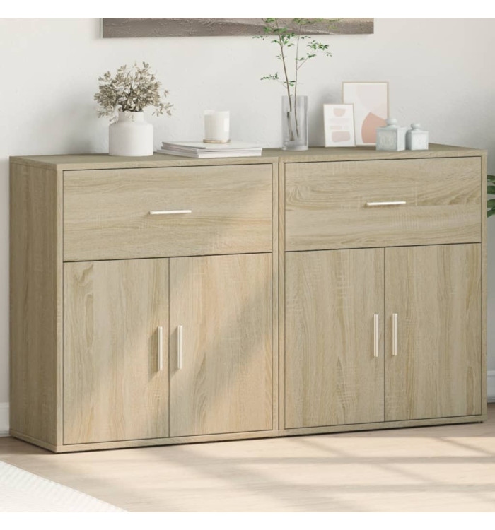 Buffets 2 pcs chêne sonoma 60x31x70 cm bois d'ingénierie | Mobilier & Déco