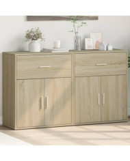 Buffets 2 pcs chêne sonoma 60x31x70 cm bois d'ingénierie | Mobilier & Déco