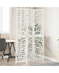 Cloison de séparation 3 panneaux blanc bois de paulownia massif | Mobilier & Déco
