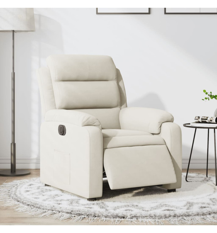 Fauteuil inclinable électrique Crème Velours | Mobilier & Déco