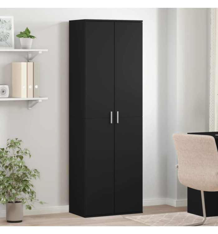 Buffet haut noir 60x35x180 cm bois d’ingénierie | Mobilier & Déco