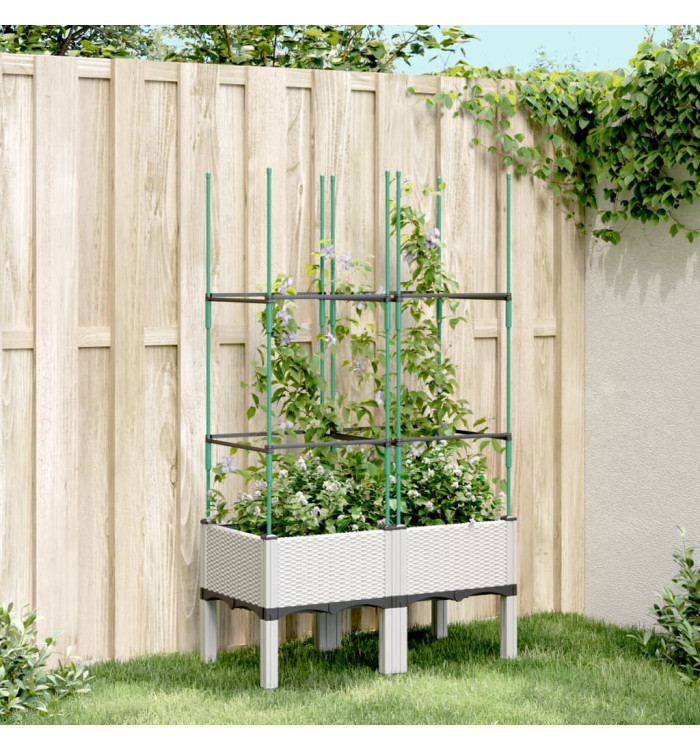 Jardinière avec treillis blanc 80x40x142,5 cm PP | Mobilier & Déco