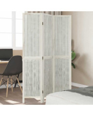 Cloison de séparation 3 panneaux blanc bois de paulownia massif | Mobilier & Déco