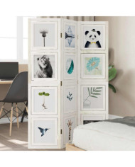 Cloison de séparation 3 panneaux blanc bois de paulownia massif | Mobilier & Déco