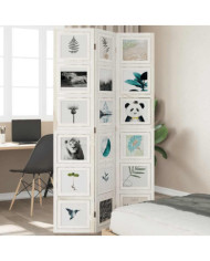 Cloison de séparation 3 panneaux blanc bois de paulownia massif | Mobilier & Déco