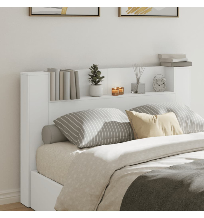 Armoire tête de lit avec LED blanc 160x16,5x103,5 cm | Mobilier & Déco