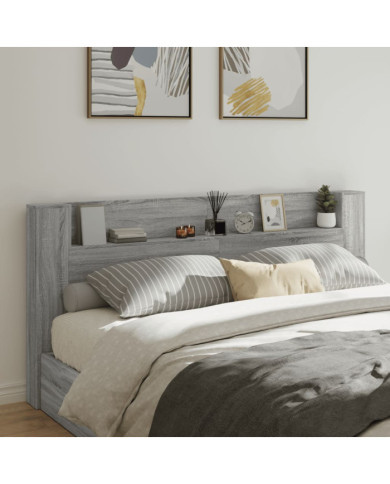 Armoire tête de lit avec LED sonoma gris 220x16,5x103,5 cm | Mobilier & Déco